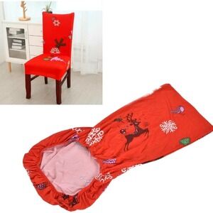 Promindflyplka Chair Covers Christmas Reindeer Santa Snowflakes‎ Set of 4 NEW